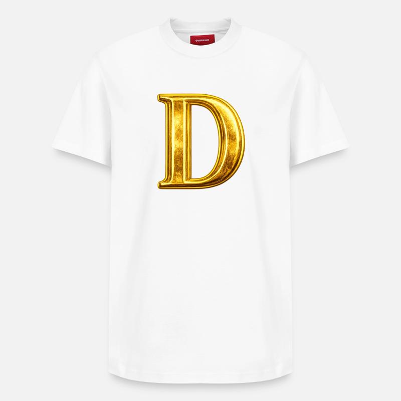 Goldenes D Monogramm - Relaxed Unisex Supima Cotton T-Shirt – von SPREAD - Weiß