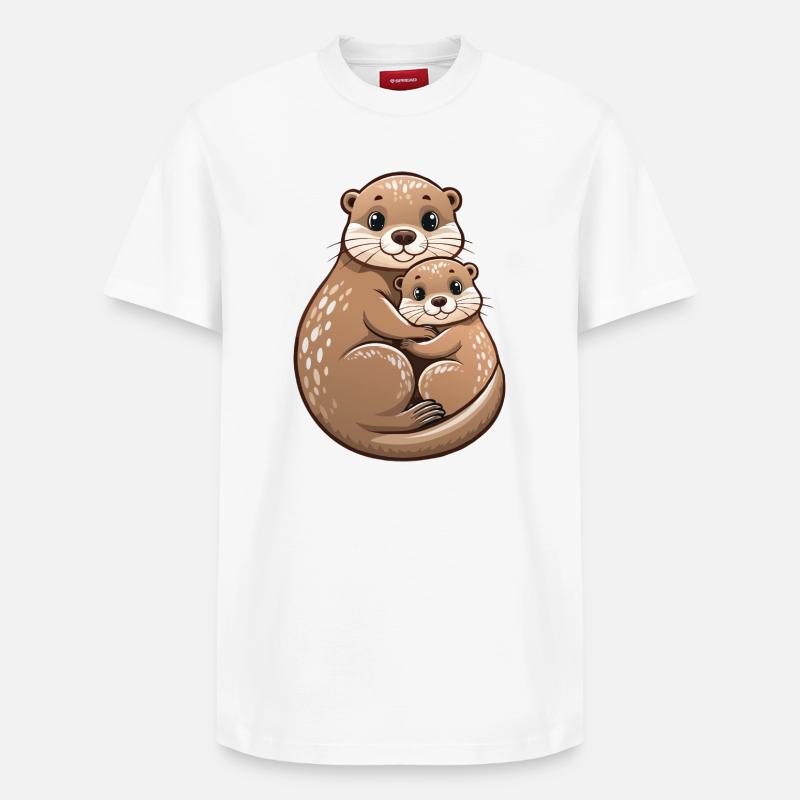 Mutterotter mit Jungtier - Relaxed Unisex Supima Cotton T-Shirt – von SPREAD - Weiß