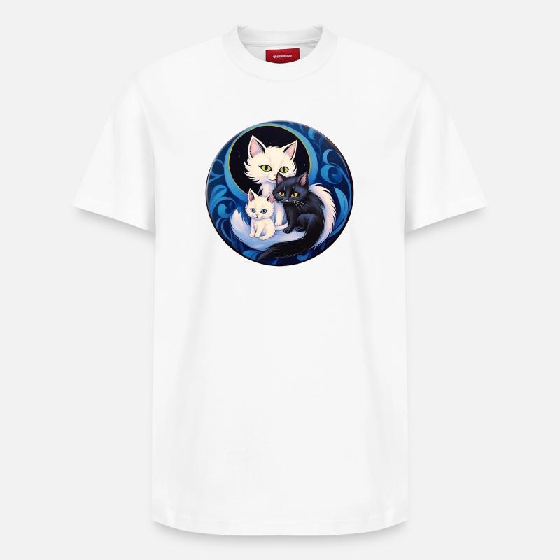 Moon Cat Trio - T-shirt unisexe décontracté en coton Supima – de SPREAD - blanc