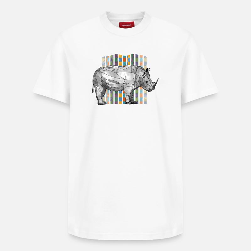 rhinocéros - T-shirt unisexe décontracté en coton Supima – de SPREAD - blanc