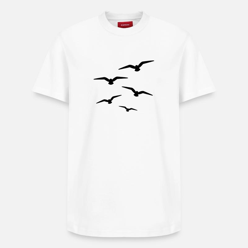 Volée d’oiseaux - T-shirt unisexe décontracté en coton Supima – de SPREAD - blanc