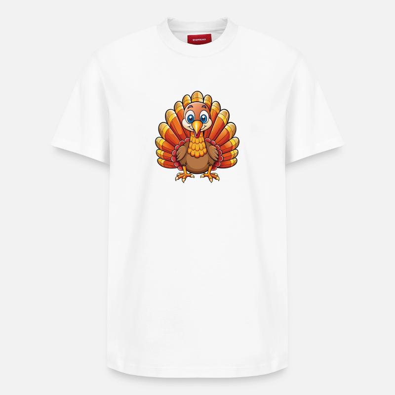 Dinde assise mignonne - T-shirt unisexe décontracté en coton Supima – de SPREAD - blanc