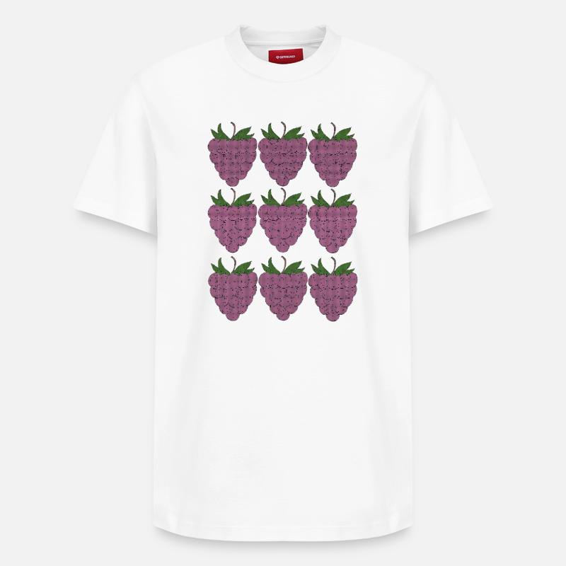 raspberry pattern textile - Relaxed Unisex Supima Cotton T-Shirt – by SPREAD - white
