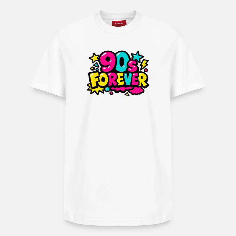 90s Forever Neon Pop - Relaxed Unisex Supima Cotton T-Shirt – von SPREAD - Weiß