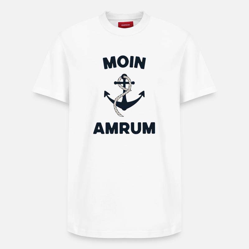 Moin Amrum – Maritimes Anker-Design - Relaxed Unisex Supima Cotton T-Shirt – von SPREAD - Weiß