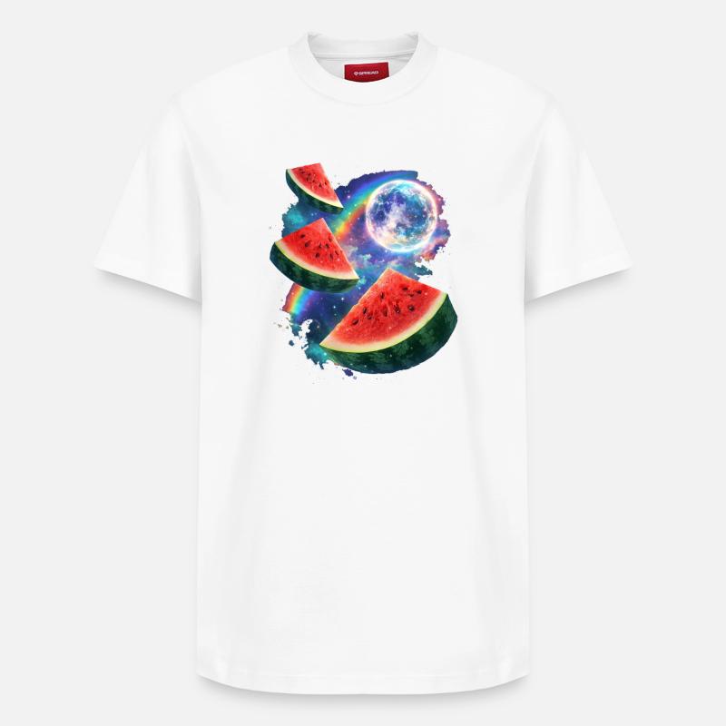 Space Melon Neon Cosmos - T-shirt unisexe décontracté en coton Supima – de SPREAD - blanc