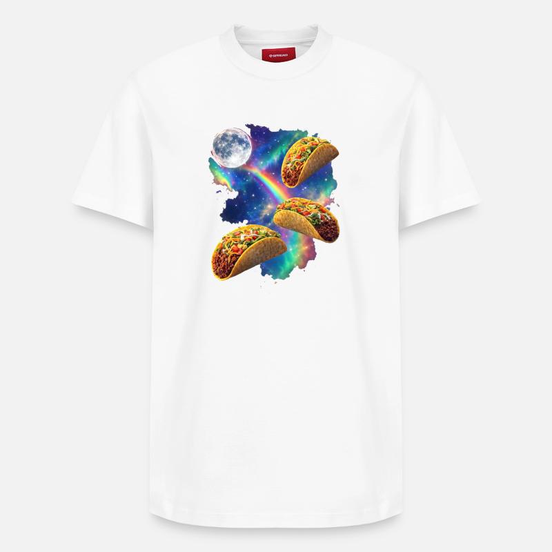 Kosmische Taco-Regenbogen - Relaxed Unisex Supima Cotton T-Shirt – von SPREAD - Weiß