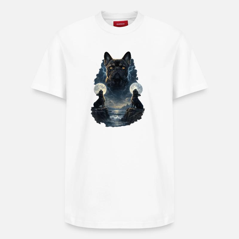 Frenchie Bouledogue Français Deux Lunes - T-shirt unisexe décontracté en coton Supima – de SPREAD - blanc