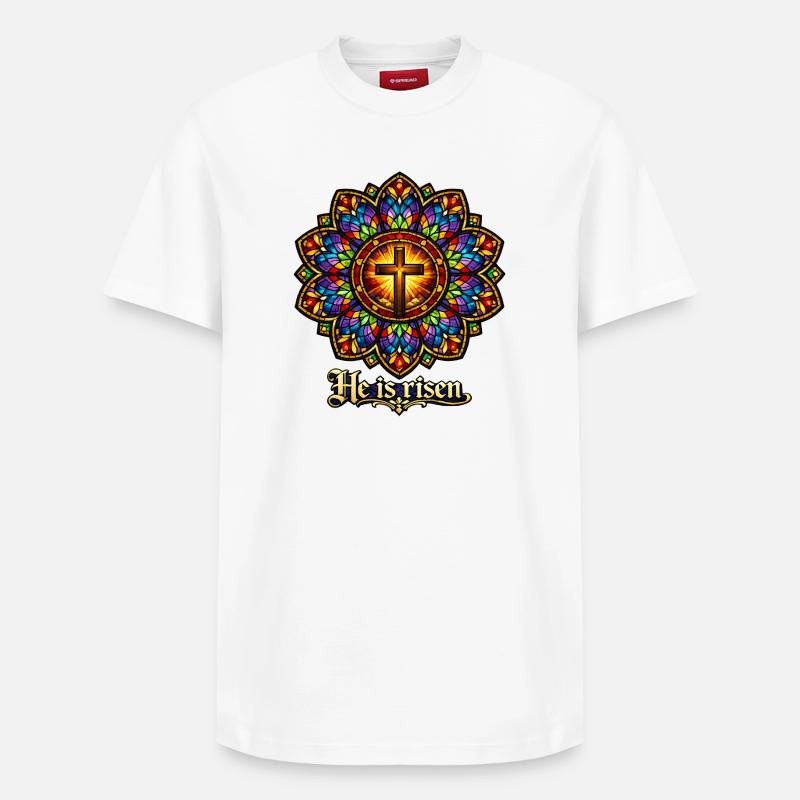 He is risen - Relaxed Unisex Supima Cotton T-Shirt – von SPREAD - Weiß