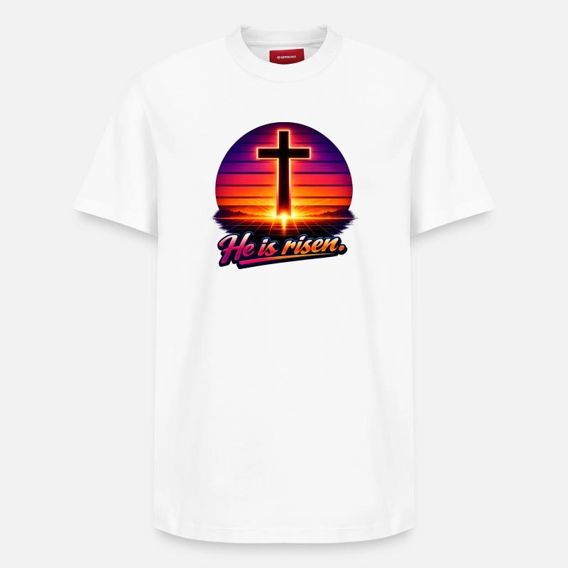 Il est Risen Retro - T-shirt unisexe décontracté en coton Supima – de SPREAD - blanc