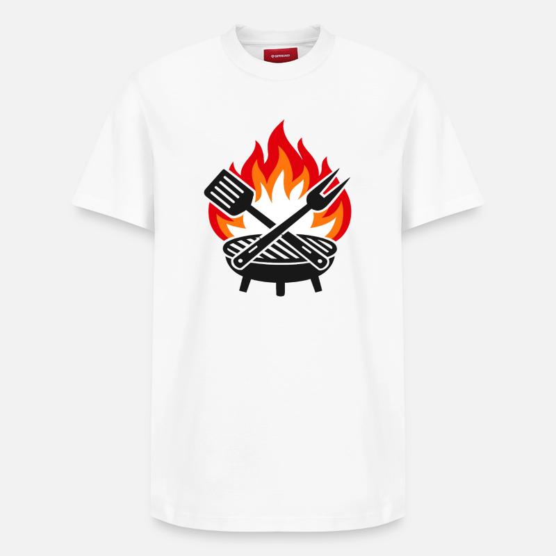 Flame Grill Soirée d’été - T-shirt unisexe décontracté en coton Supima – de SPREAD - blanc