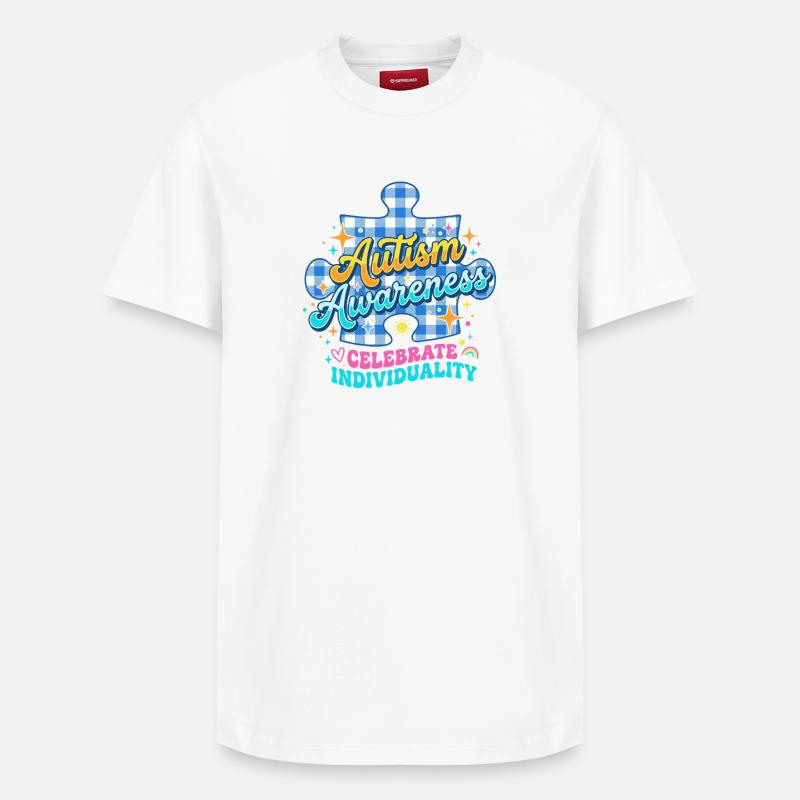 Autismus Bewusstsein Puzzle - Relaxed Unisex Supima Cotton T-Shirt – von SPREAD - Weiß