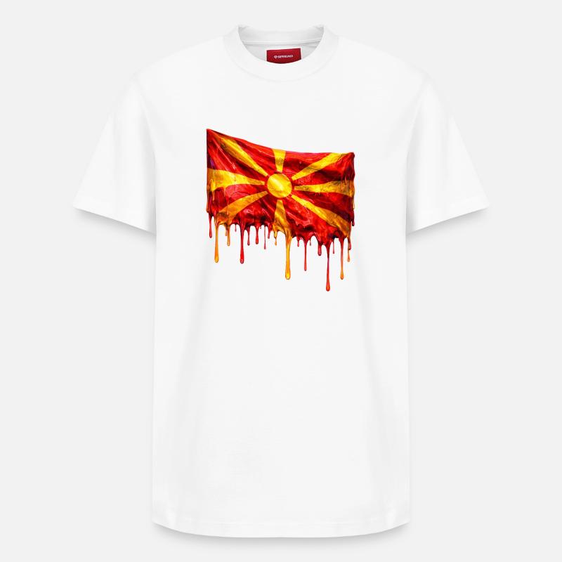Chute du drapeau macédonien - T-shirt unisexe décontracté en coton Supima – de SPREAD - blanc