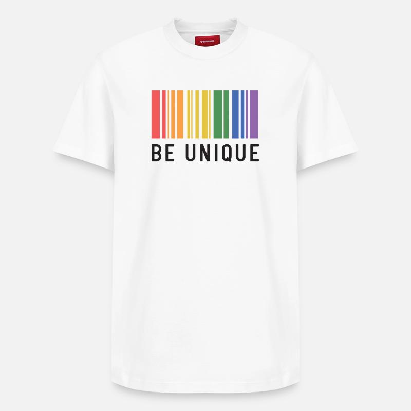 LGBT-Pride-Monat – Sei einzigartig - Relaxed Unisex Supima Cotton T-Shirt – von SPREAD - Weiß