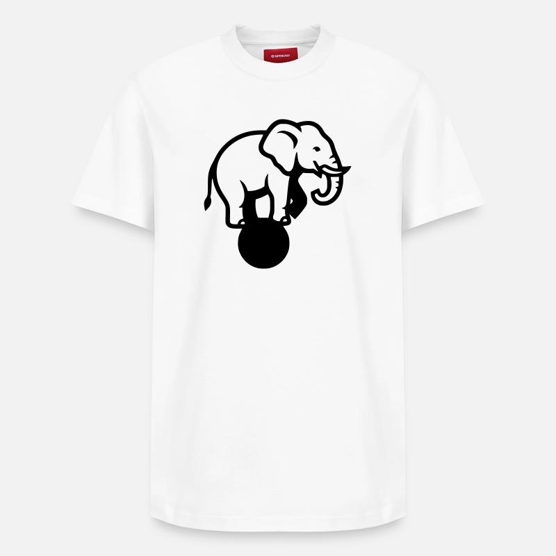 Acrobaties du Cirque Elephant Ball - T-shirt unisexe décontracté en coton Supima – de SPREAD - blanc