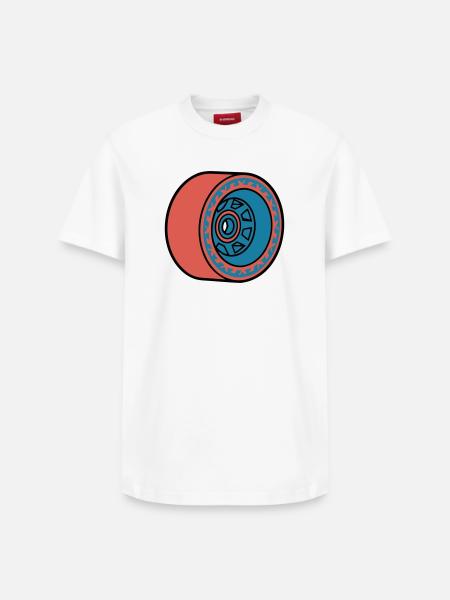Skateboard Rolle Longboard - Relaxed Unisex Supima Cotton T-Shirt – von SPREAD - Weiß