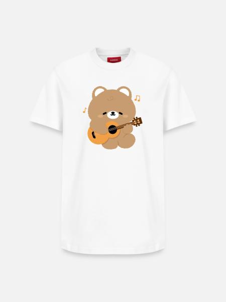 Bear Guitar Serenade - Relaxed Unisex Supima Cotton T-Shirt – by SPREAD - white