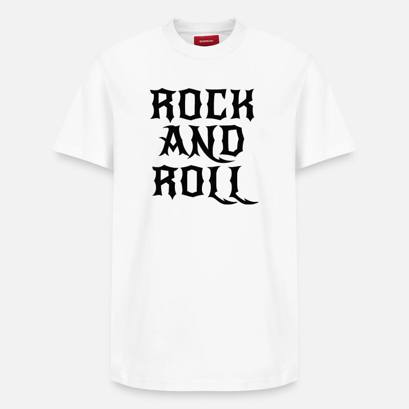 Gothic Rock and Roll Logo - Relaxed Unisex Supima Cotton T-Shirt – von SPREAD - Weiß