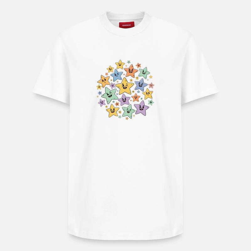 Bunte Sternchen Explosion - Relaxed Unisex Supima Cotton T-Shirt – von SPREAD - Weiß