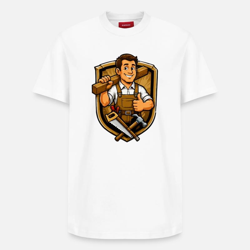 Blason artisan Charpentier - T-shirt unisexe décontracté en coton Supima – de SPREAD - blanc
