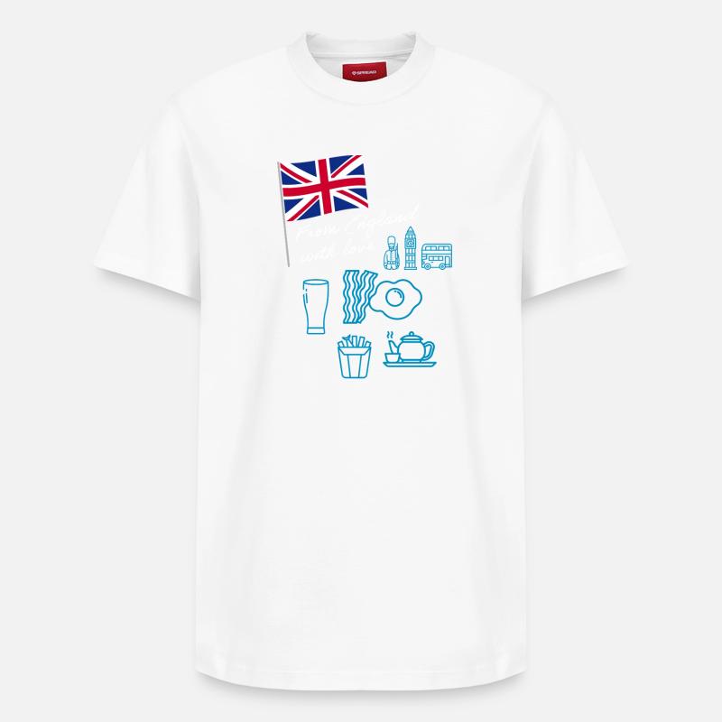EXANGLIA (Texte Bleu + Blanc) - T-shirt unisexe décontracté en coton Supima – de SPREAD - blanc