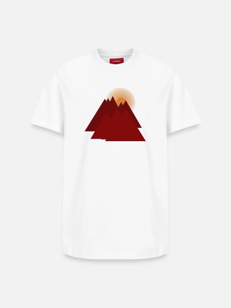 Red Mountains at Sunrise - Relaxed Unisex Supima Cotton T-Shirt – by SPREAD - white