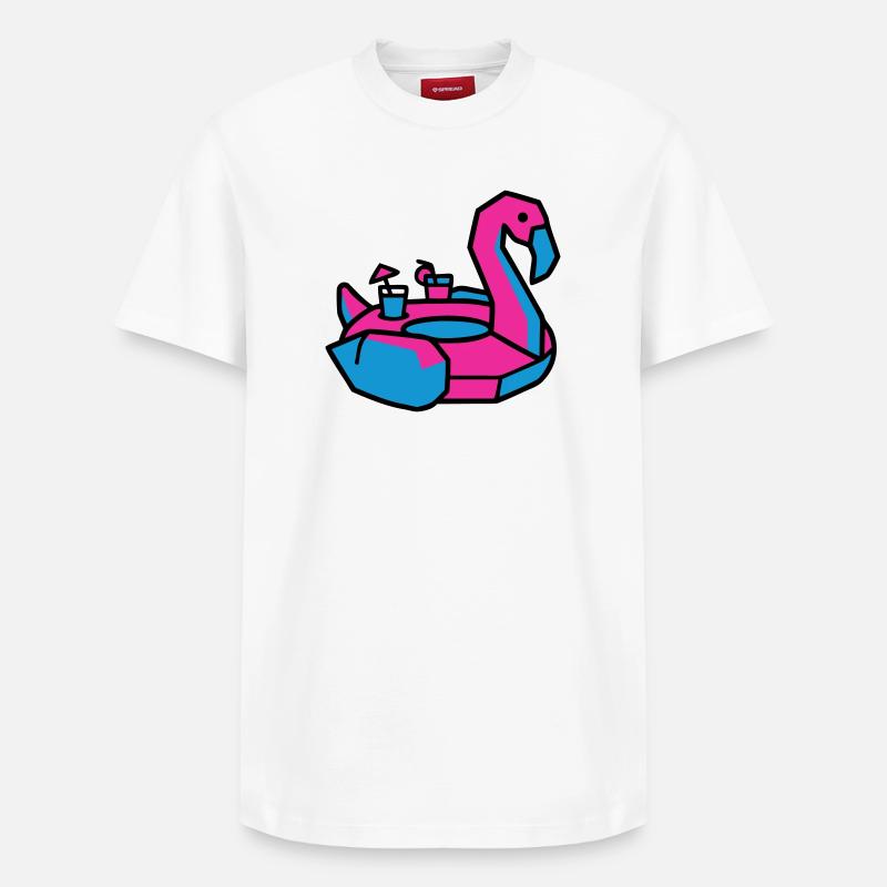 Flamingo Schwimmtier Pool Party - Relaxed Unisex Supima Cotton T-Shirt – von SPREAD - Weiß
