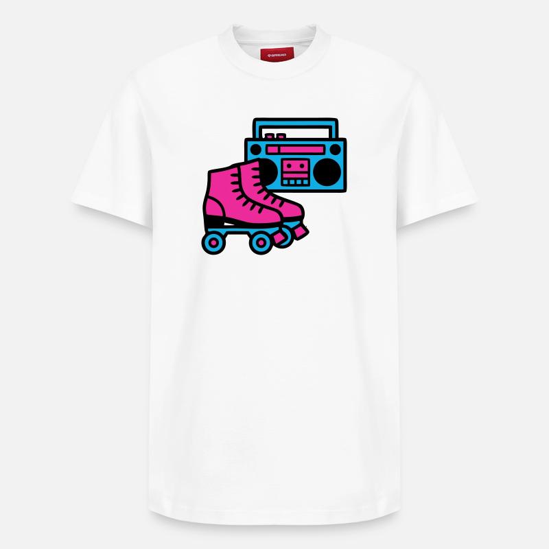 Roller Boombox Rétro années 80 - T-shirt unisexe décontracté en coton Supima – de SPREAD - blanc