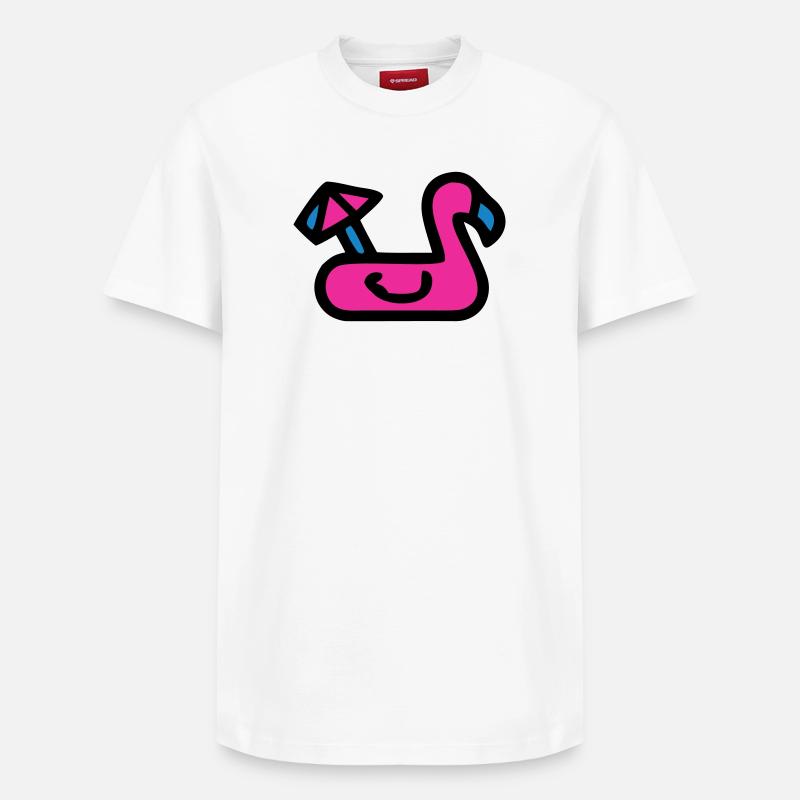 Flamingo Luftmatratze Retro - Relaxed Unisex Supima Cotton T-Shirt – von SPREAD - Weiß