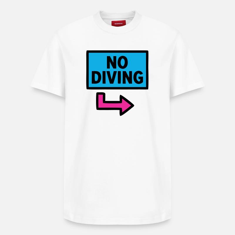 No Diving Schild Pool Retro - Relaxed Unisex Supima Cotton T-Shirt – von SPREAD - Weiß