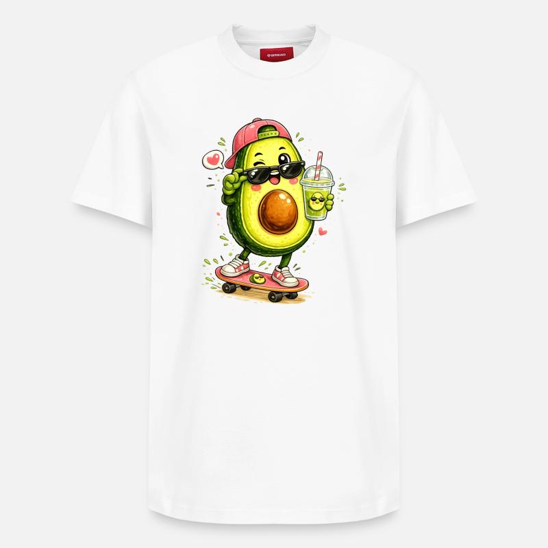 Patineur avocat avec boisson - T-shirt unisexe décontracté en coton Supima – de SPREAD - blanc