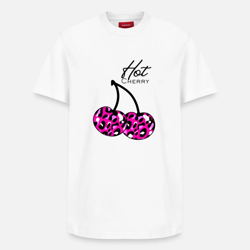 Pink Leopard Muster cherry - Relaxed Unisex Supima Cotton T-Shirt – von SPREAD - Weiß