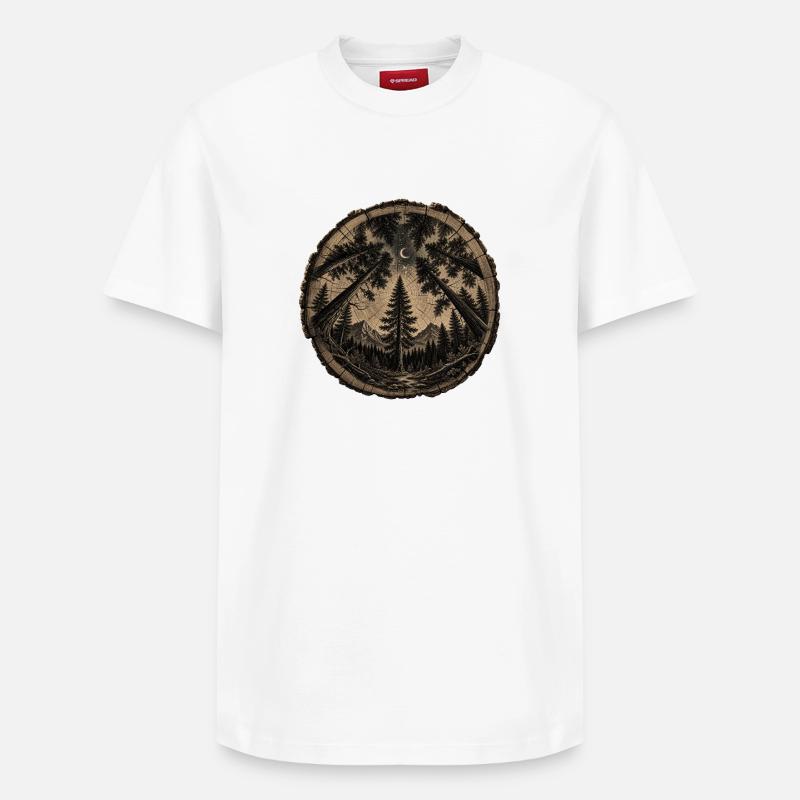 Moonlit Forest Circle - Relaxed Unisex Supima Cotton T-Shirt – by SPREAD - white