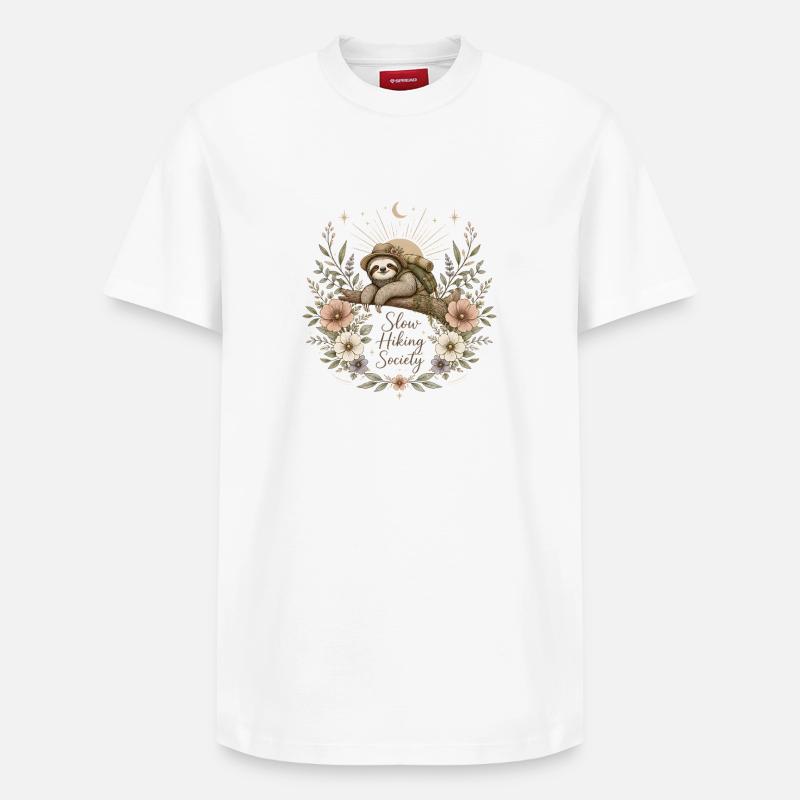 Langsame Wandergesellschaft Faultierkunst - Relaxed Unisex Supima Cotton T-Shirt – von SPREAD - Weiß