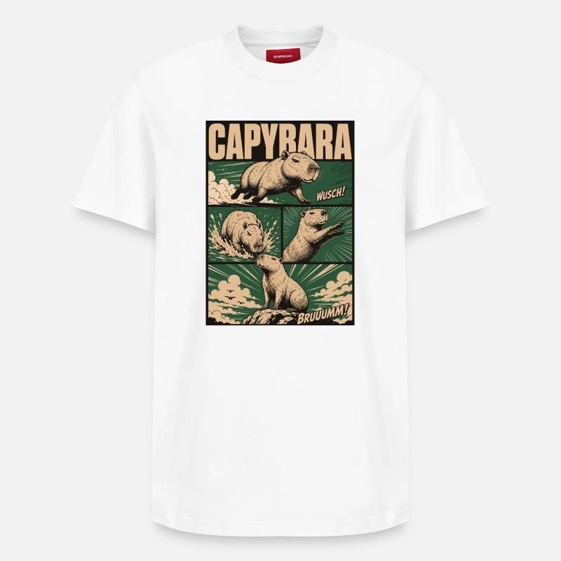 Chilliges Capybara Comic - Relaxed Unisex Supima Cotton T-Shirt – von SPREAD - Weiß