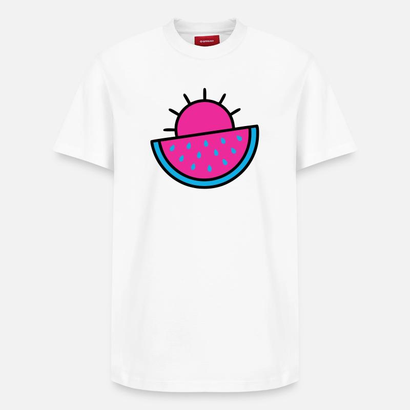 Watermelon Sun 90s Pop Art - Relaxed Unisex Supima Cotton T-Shirt – by SPREAD - white