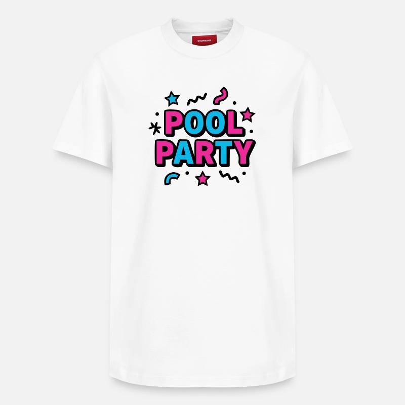 Pool Party 90s Lettering - Relaxed Unisex Supima Cotton T-Shirt – by SPREAD - white