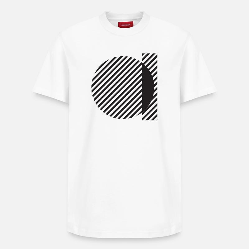 Diagonal Stripe Circle Abstract - Relaxed Unisex Supima Cotton T-Shirt – by SPREAD - white