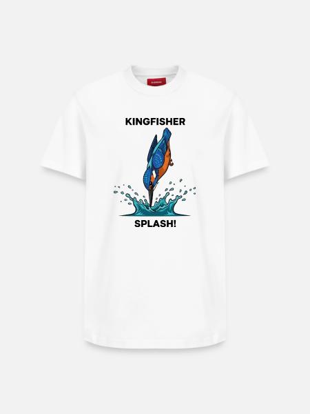 Kingfisher Splash Kingfisher River - Relaxed Unisex Supima Cotton T-Shirt – by SPREAD - white