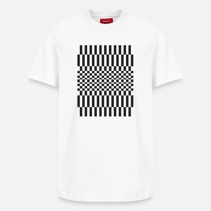 Geometric chessboard Grid Pattern - Relaxed Unisex Supima Cotton T-Shirt – by SPREAD - white