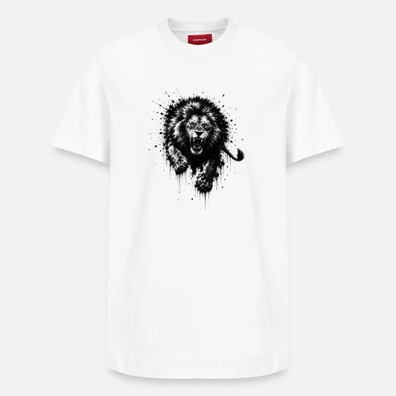 Lion en silhouette éclaboussure - T-shirt unisexe décontracté en coton Supima – de SPREAD - blanc