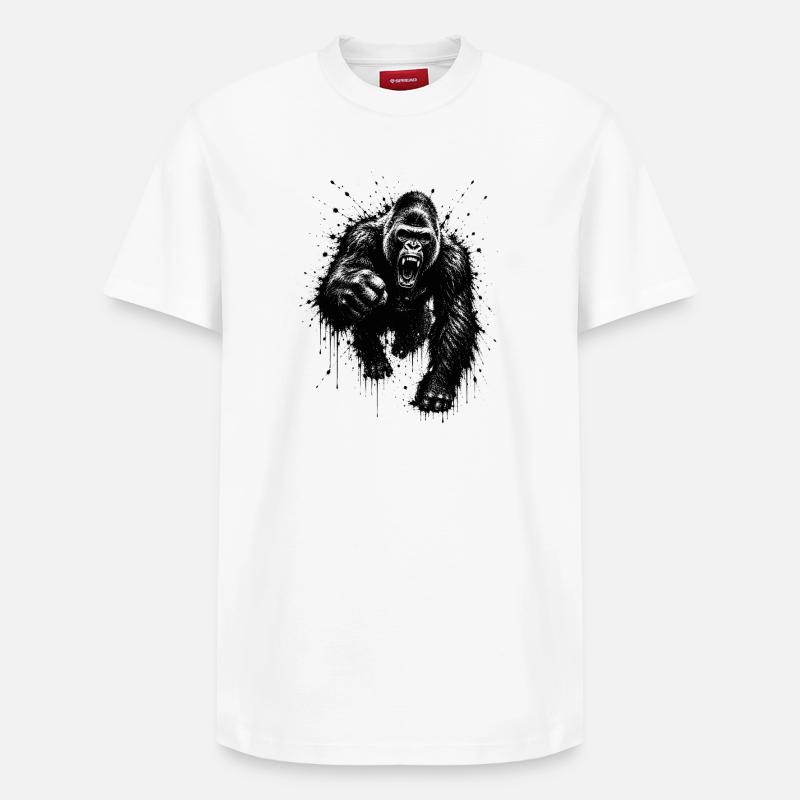 Dark Gorilla Spray Print - T-shirt unisexe décontracté en coton Supima – de SPREAD - blanc