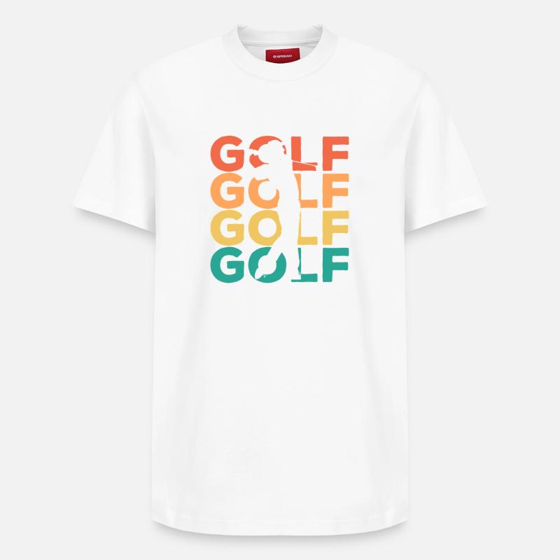 Rainbow Golf Swing Silhouette - Relaxed Unisex Supima Cotton T-Shirt – von SPREAD - Weiß