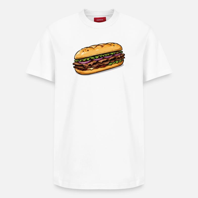 Illustration de sandwich - T-shirt unisexe décontracté en coton Supima – de SPREAD - blanc