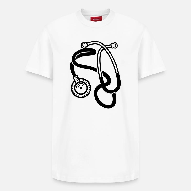 stethoscope - Relaxed Unisex Supima Cotton T-Shirt – by SPREAD - white