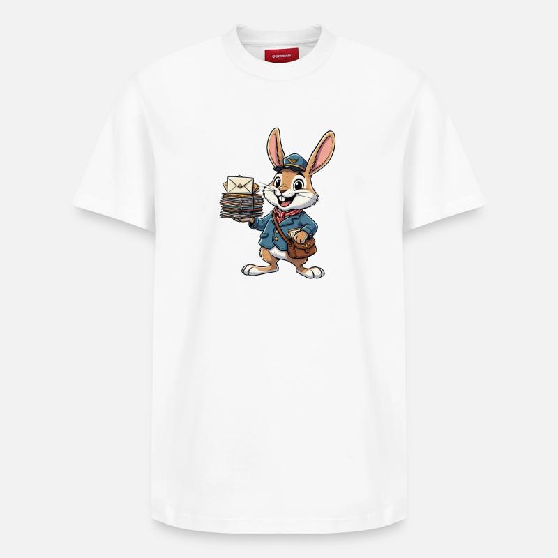 Hase als Postbote mit Briefstapel - Relaxed Unisex Supima Cotton T-Shirt – von SPREAD - Weiß