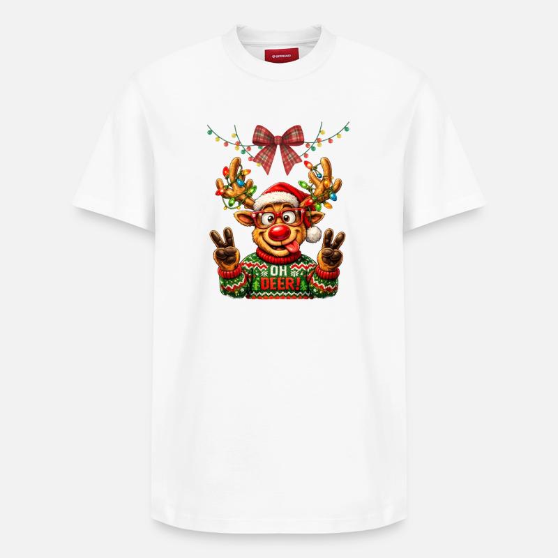 Oh Cerf de Noël - T-shirt unisexe décontracté en coton Supima – de SPREAD - blanc