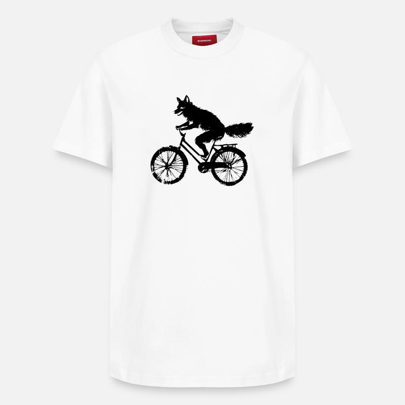Renard à vélo - T-shirt unisexe décontracté en coton Supima – de SPREAD - blanc