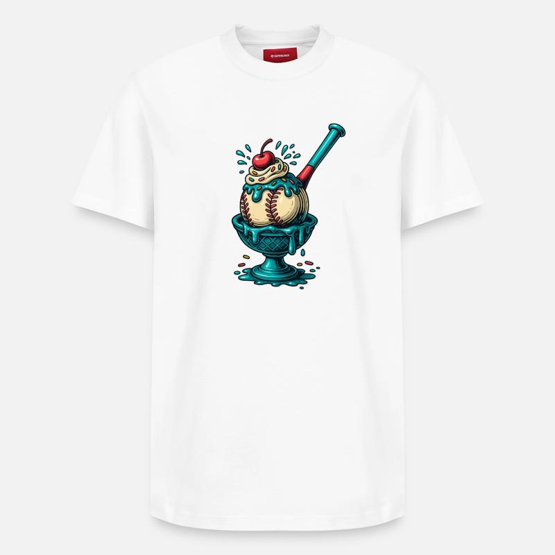 Plaisir Sundae de baseball - T-shirt unisexe décontracté en coton Supima – de SPREAD - blanc
