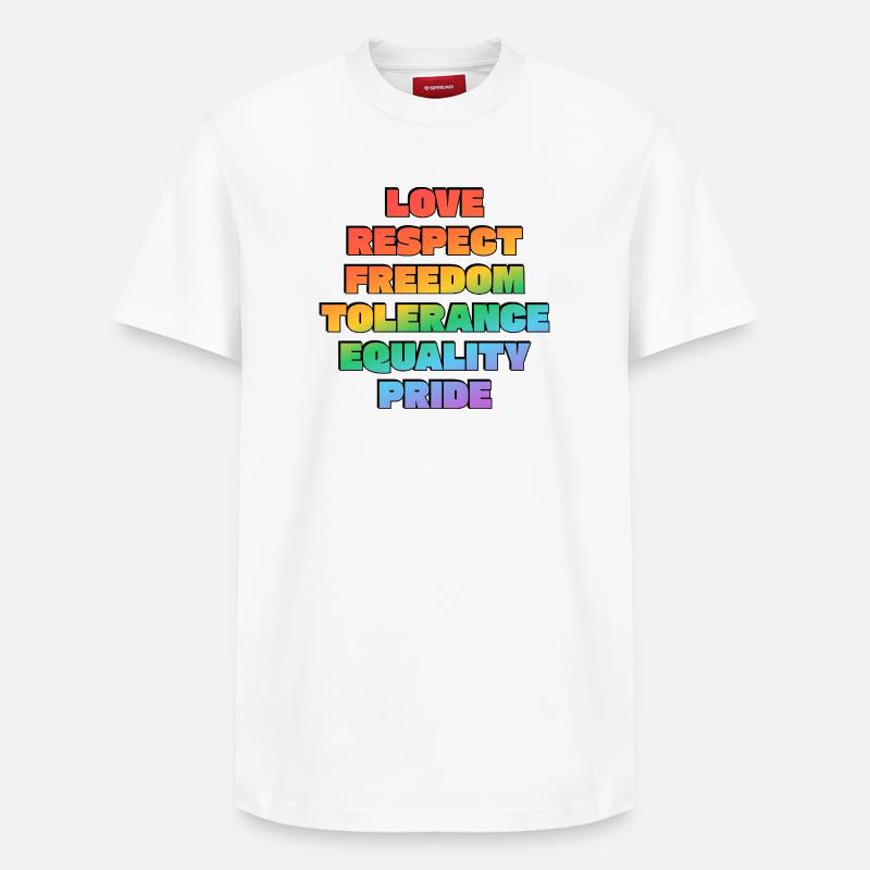 Rainbow Pride Values - Relaxed Unisex Supima Cotton T-Shirt – by SPREAD - white